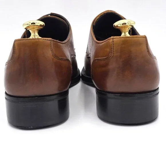NEW Duca Italy Mens size 9 Burnished Brown Leather Plain-toe Derby Oxfords 42EU - Picture 8 of 14